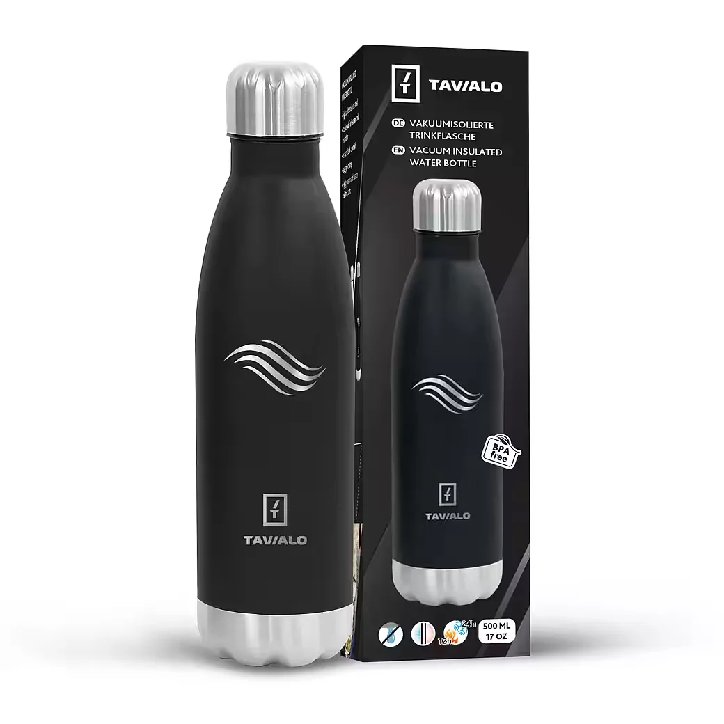 TAVIALO Edelstahl Isolierflasche 500 ml BPA-frei Trinkflasche