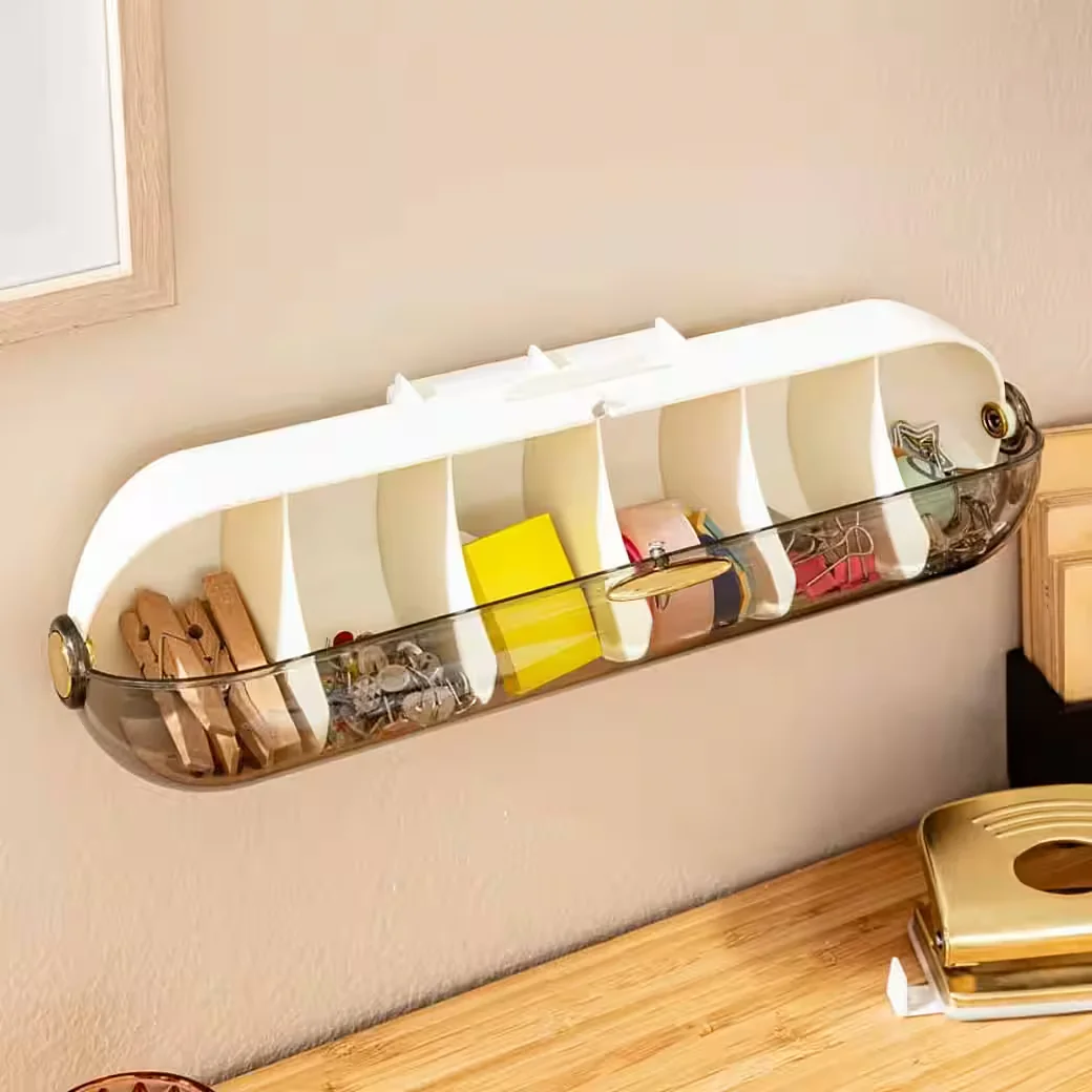 GENIALO Make-up Wandorganizer mit klarem Schiebedeckel und Fächern