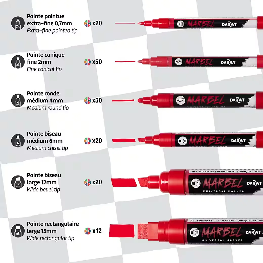 DARWI Permanentmarker Set 6 Acrylmarker Neon Rundspitze 4 mm