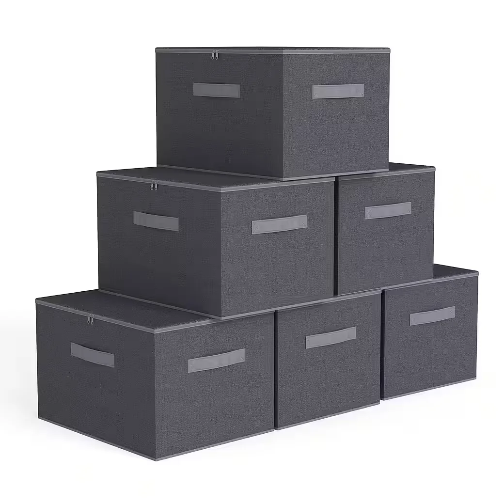 SEKEY Aufbewahrungsbox mit Deckel aus Vliesstoff, faltbare Stoffbox