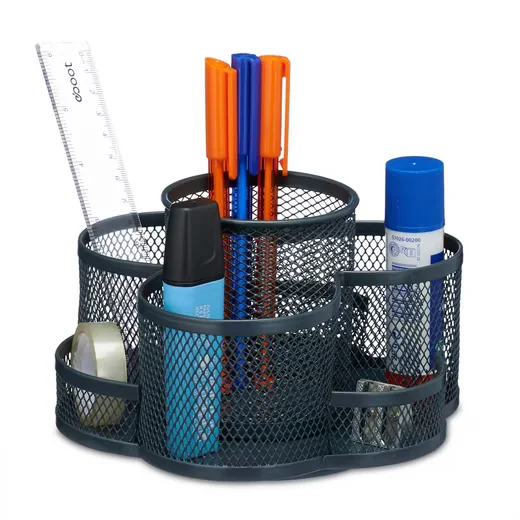 Relaxdays Drehbarer Stiftehalter Organizer mit 7 Fächern Schreibtisch