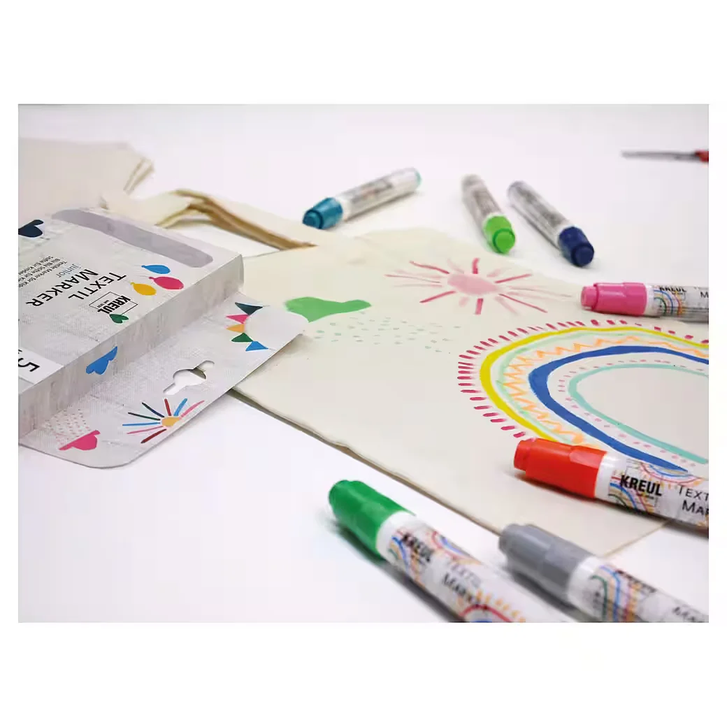 KREUL Textilmarker Junior medium 2-4 mm, 5er-Set im Kartonetui