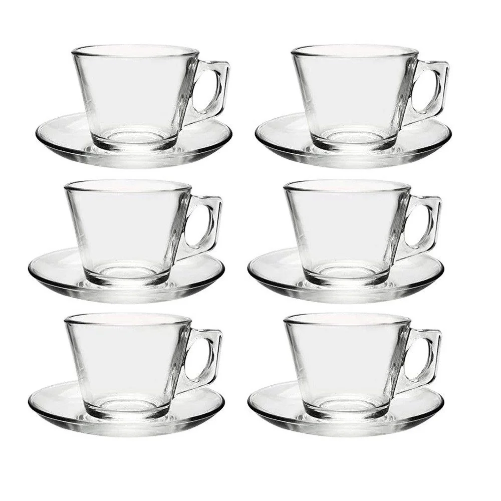 Pasabahce Vela Kaffeetassen Set mit Untertassen 12 teilig