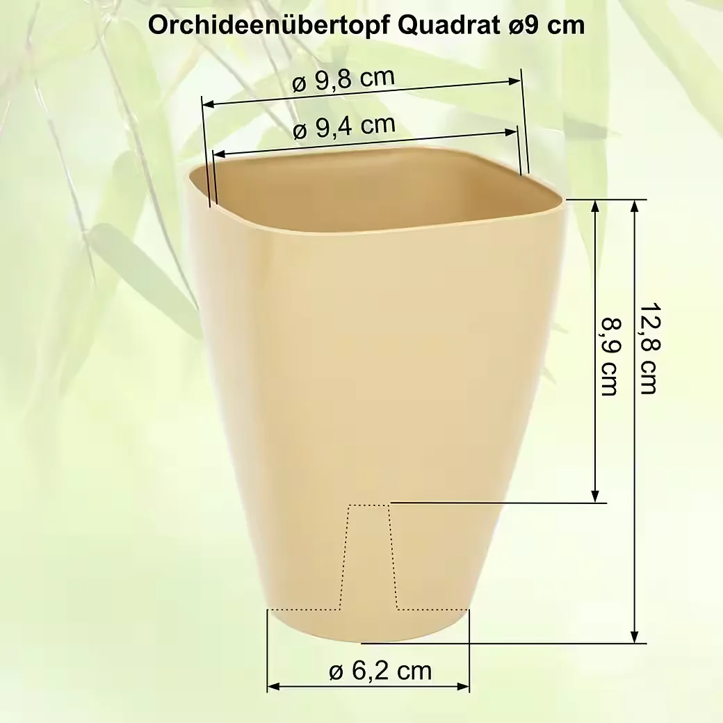 HEIMWERKERCENTER MePla Orchideen-Übertopf 9 cm Quadrat grün 3er Set