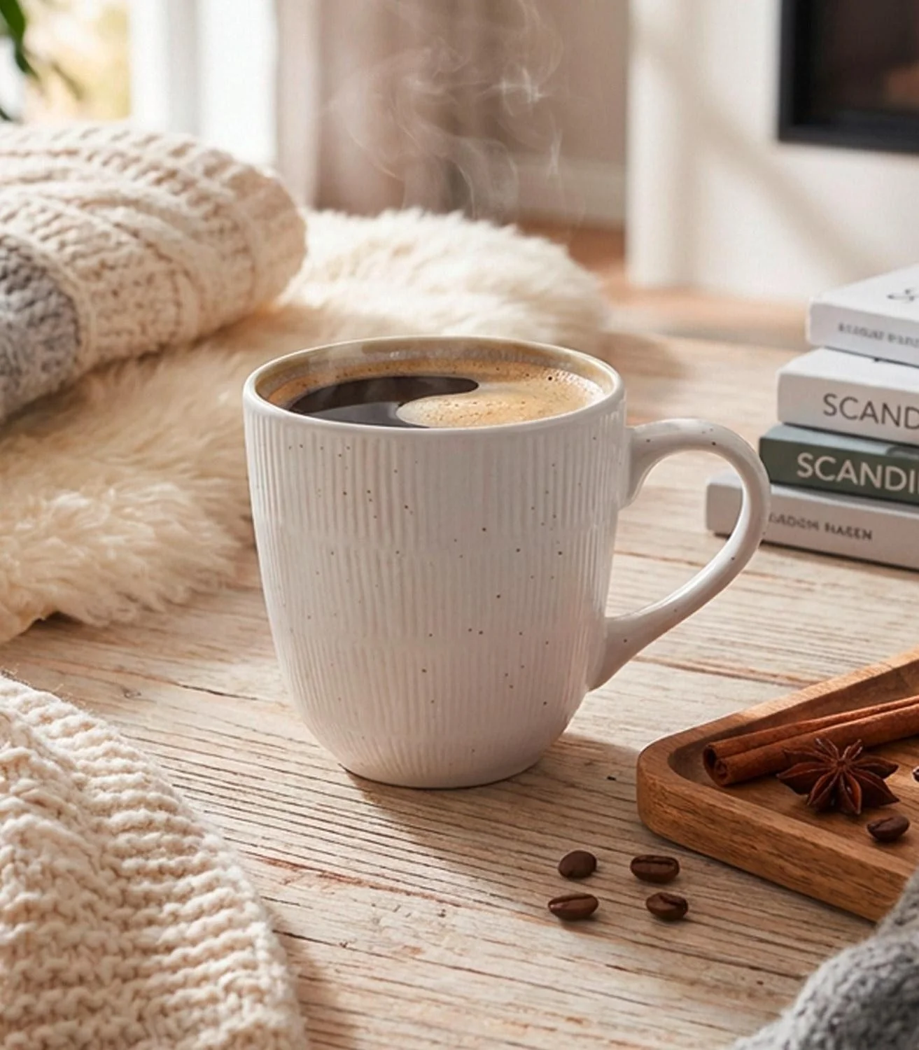 HIT TRADING TIZIANA Kaffeetasse 300 ml Beige Weiß