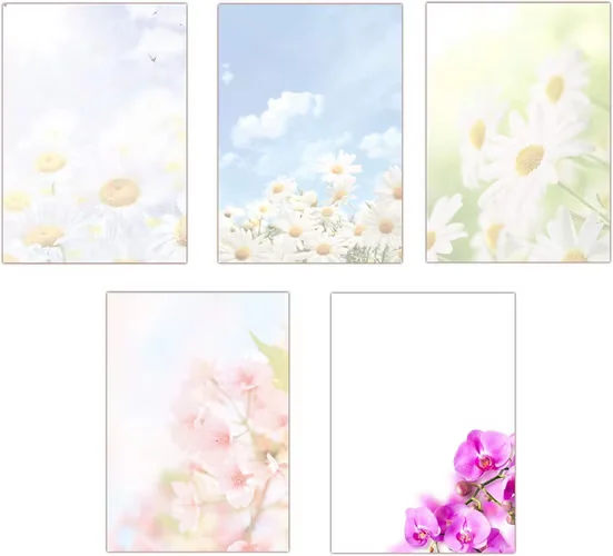 LYSCO Briefpapier Set Motivpapier Blumen Margeriten Orchideen
