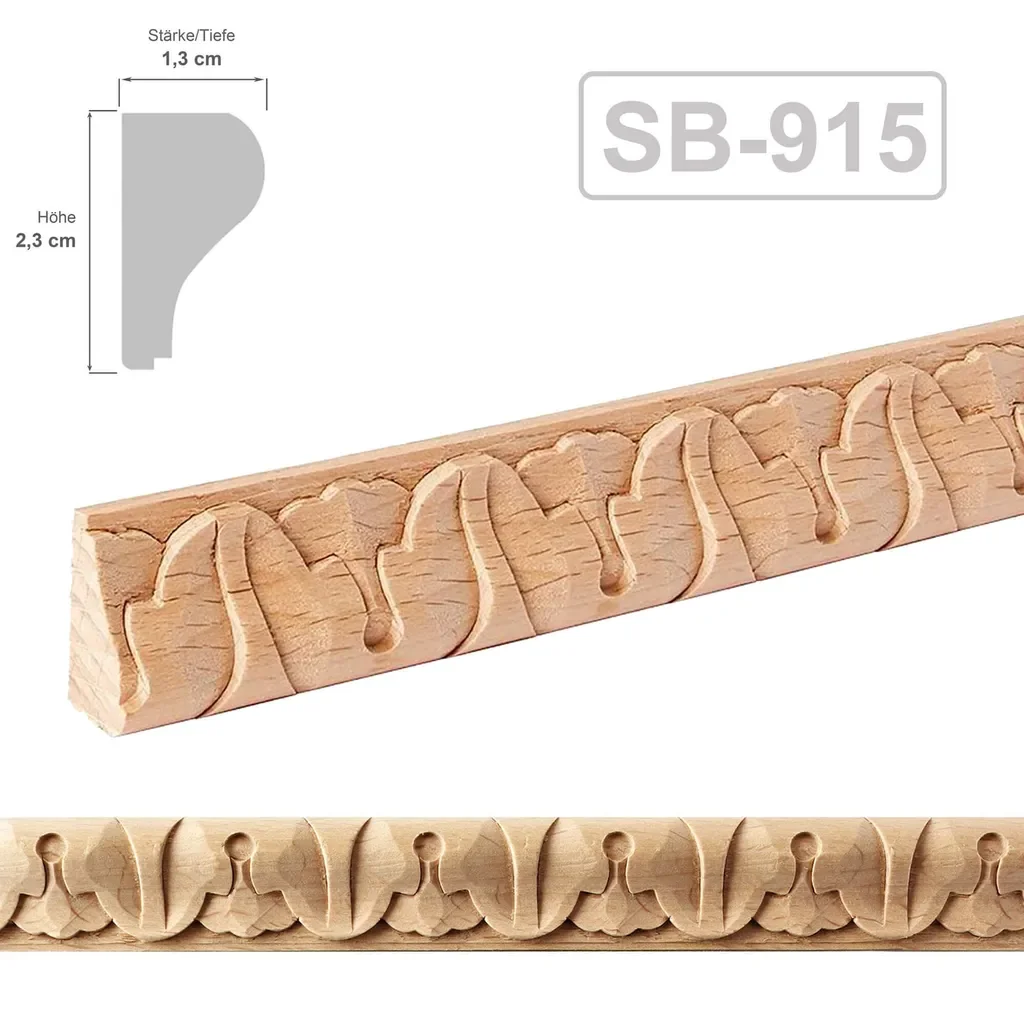 Ben & Camilla Profilleiste Buche SB-915 23x13x1000 2er Set Blumenmotiv