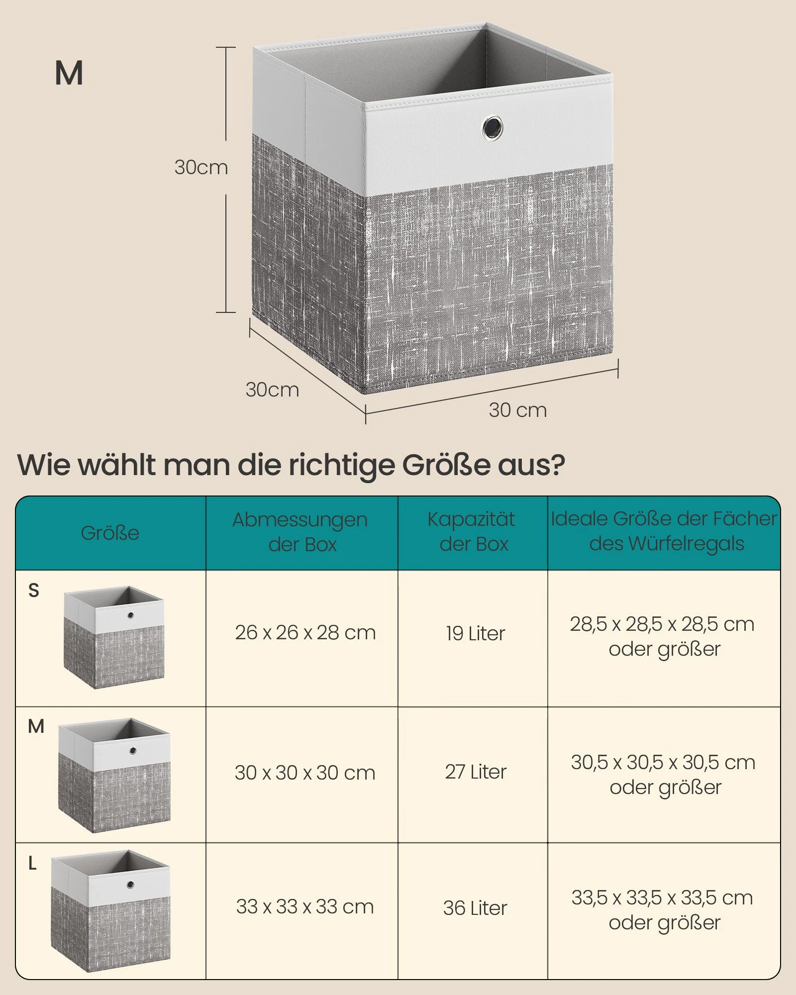 SONGMICS Stoffbox Faltbox Aufbewahrungsbox Ordnungsbox für Würfelregal