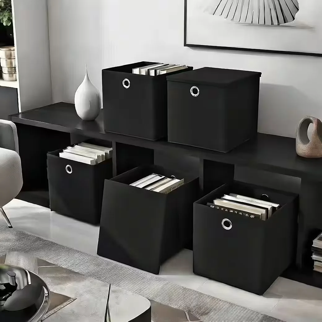 STICKANDSHINE Faltboxen 4er Set 28x28x28 cm mit Deckel für Kallax