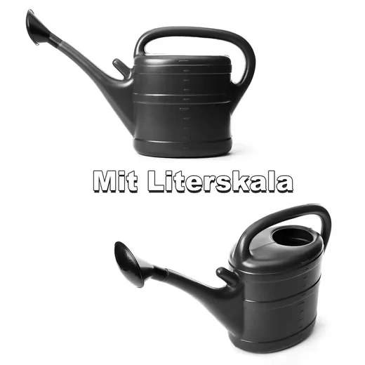 BIGDEAN Gartengießkanne 10 Liter anthrazit mit abnehmbarer Brause